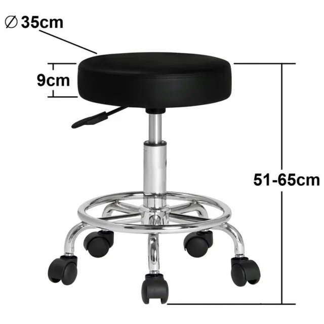 wideshop Draaibare Kruk - Verstelbaar, Zwart, PU Leer, 360° Draaibaar