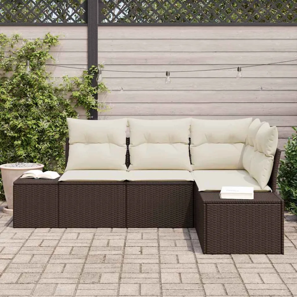 vidaXL Tuin Sofa Set 4 st Bruin poly rattan, foto 3