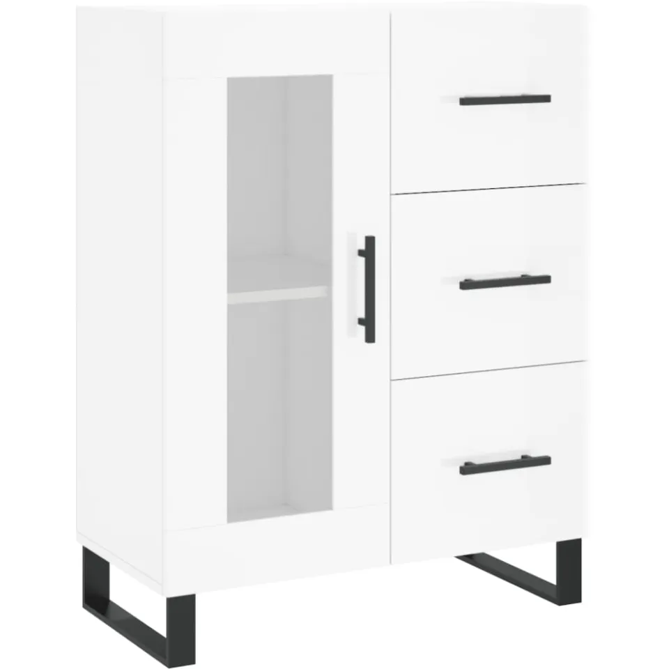 vidaXL Dressoir 69,5x34x90 cm bewerkt hout hoogglans wit, foto 3