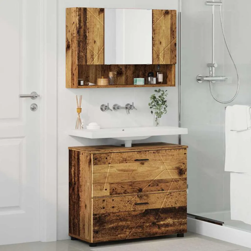vidaXL Badkamermeubelset 2 st Oud Hout 76,5 x 35 x 64 cm bruin, foto 3