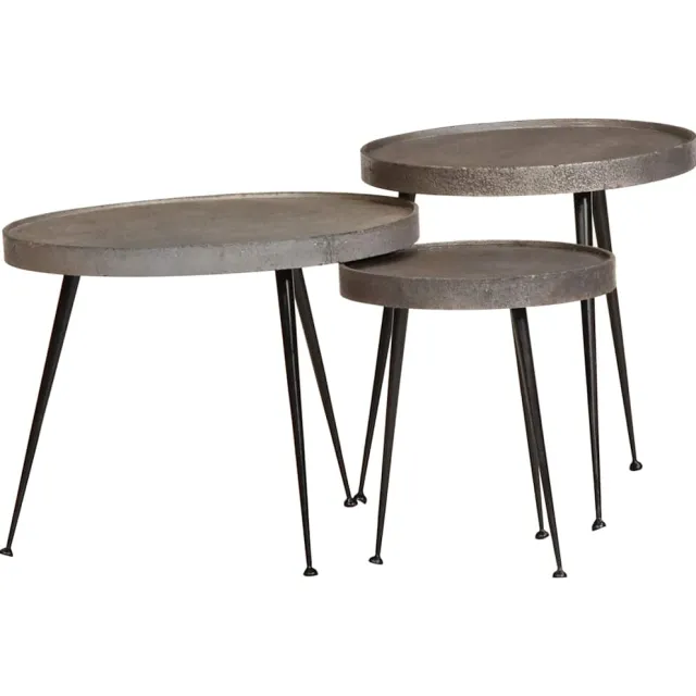 vidaXL Salontafel 3 stuks zilverkleurig bewerkt hout