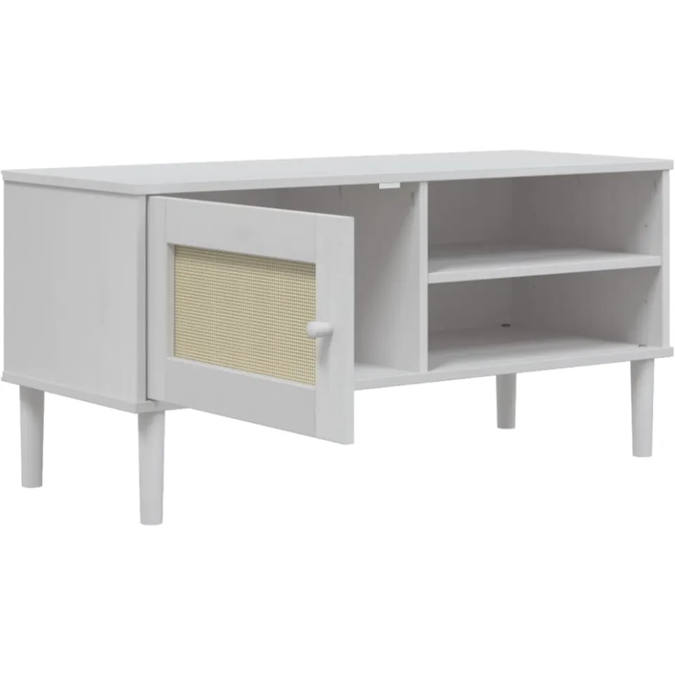 vidaXL Tv-meubel SENJA 106x40x49 cm rattan massief grenenhout wit, foto 4