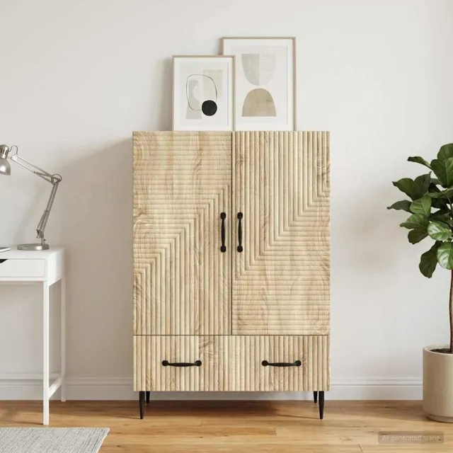 vidaXL Dressoir met lade Sonoma Eiken 66 x 34,5 x 95 cm Bewerkt hout, foto 2