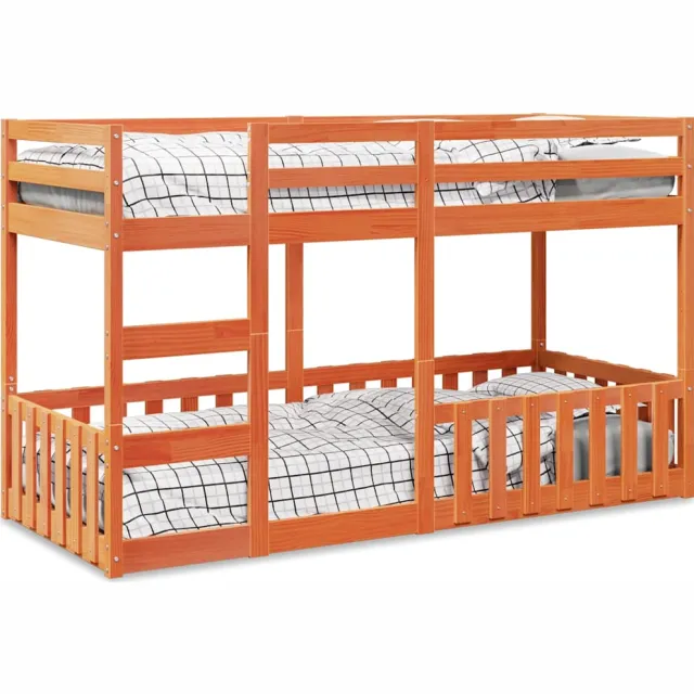 vidaXL Stapelbed massief grenenhout wasbruin 90x200 cm bruin