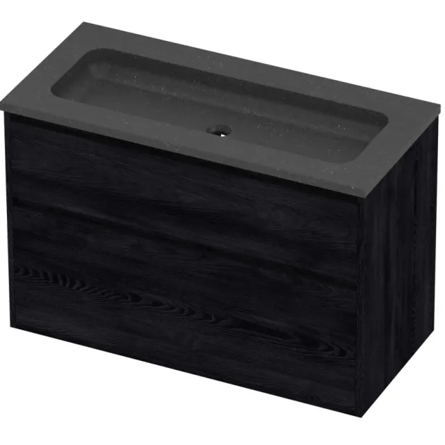 Proline Rollo Badmeubelset Hardsteen Elegant Zonder Gat 100x46x67 cm Blue Stone Black Oak