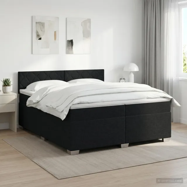 vidaXL Boxspringbed met matras met hoofdeinde Zwart 200 x 200 cm Stof