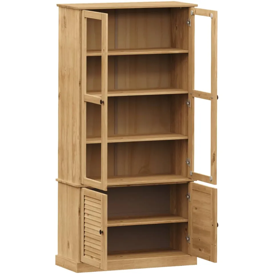 vidaXL Vitrinekast VIGO 85x35x170 cm massief grenenhout bruin, foto 3