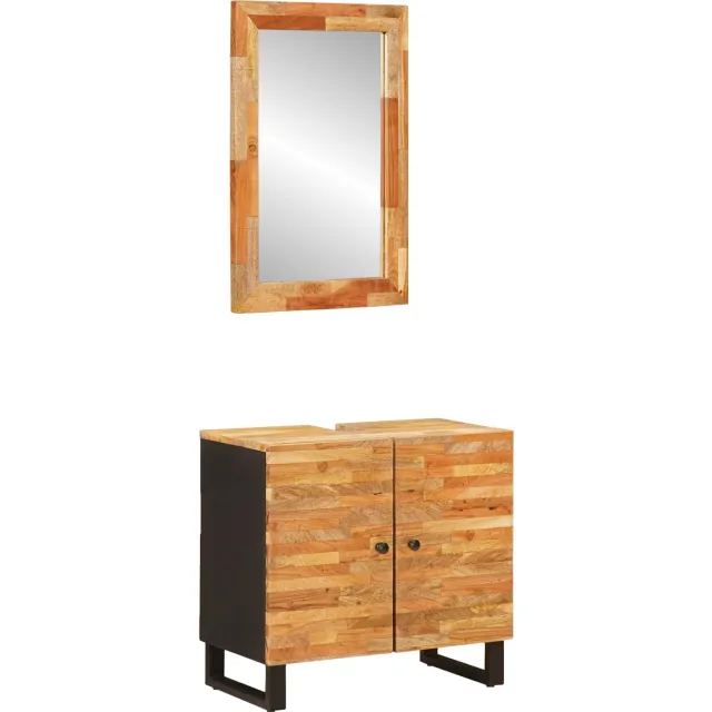 vidaXL Badkamer Sets 2 st Naturel Massief Mango Hout Bruin