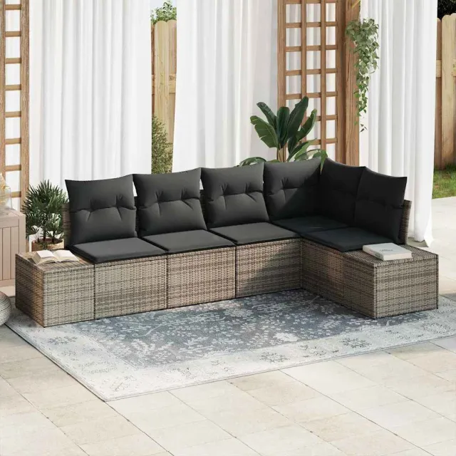 vidaXL Tuinbankenset 5 st Grijs poly rattan, foto 2