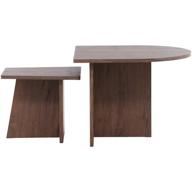 Nest of Nora Salontafel set van 2 koffietafel - Vierkant 60x45 cm en 40x35 cm - Mocca Bruin