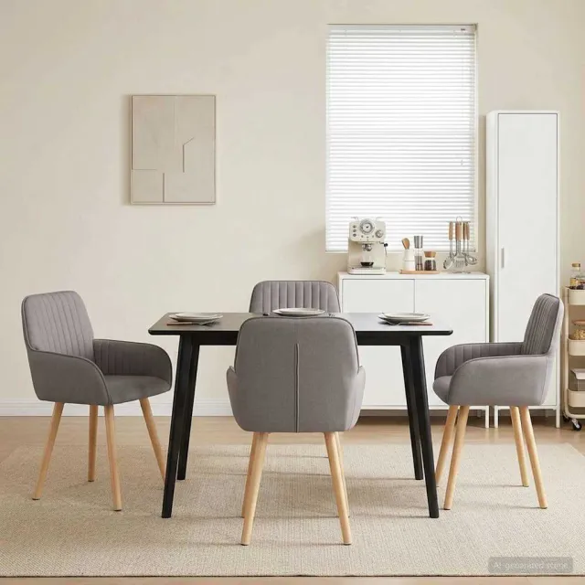 vidaXL Eettafelstoelen 4 st Stof Taupe 56,5 x 50 x 87,5 cm, foto 2