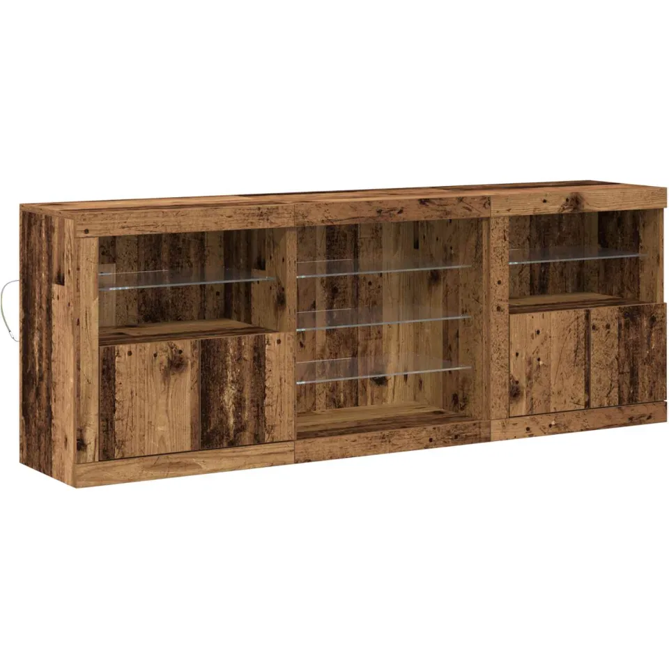 vidaXL LED Sideboard Oud hout 181,5 x 37 x 67 cm Bewerkt hout Bruin