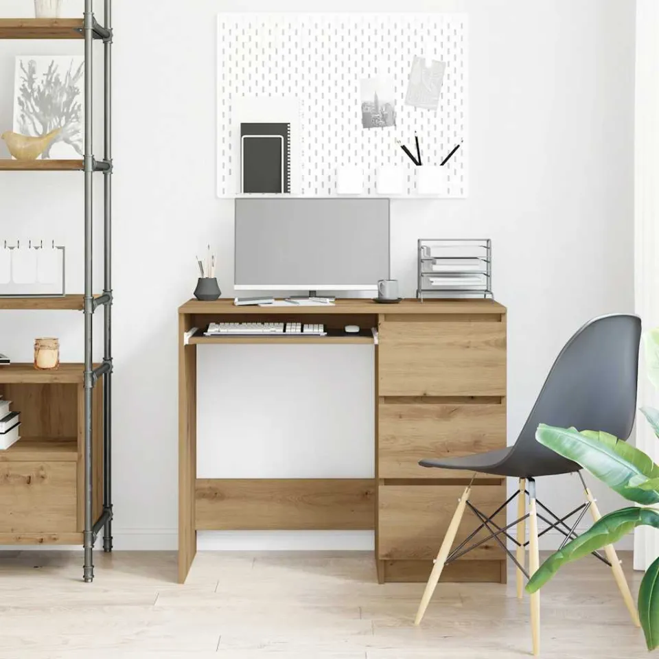 vidaXL Bureau 90x45x76 cm bewerkt hout artisanaal eikenkleur, foto 3