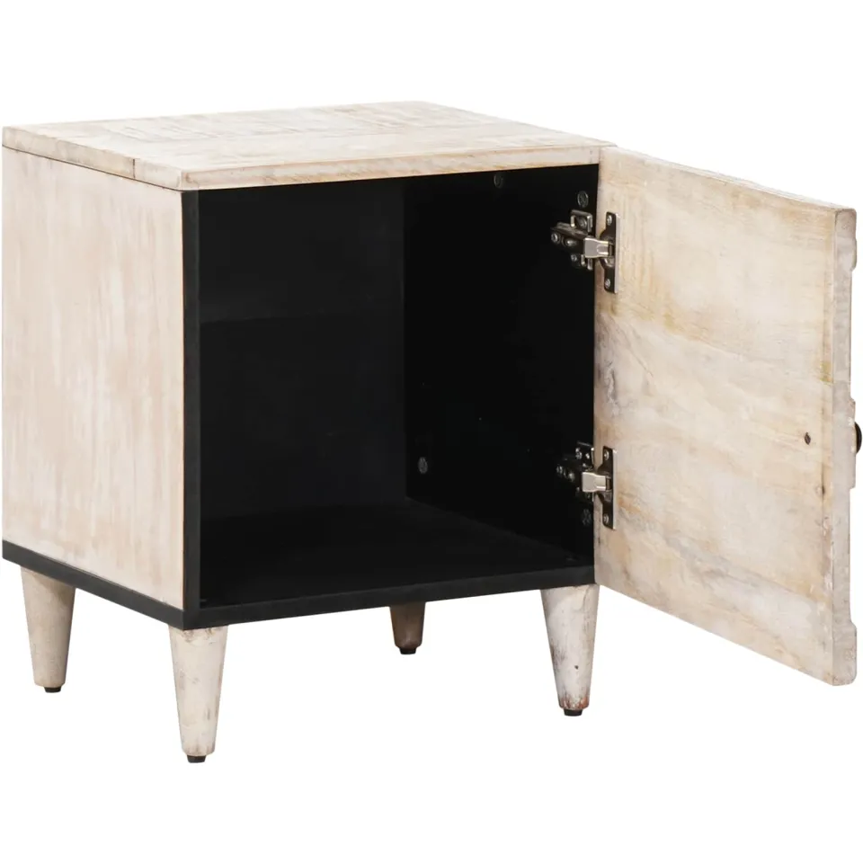 vidaXL Nachtkastje Wit 40 x 33,5 x 46 cm Massief Mango Hout