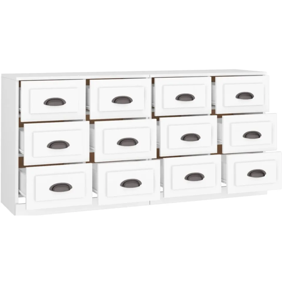 vidaXL Dressoirs 2 st bewerkt hout wit