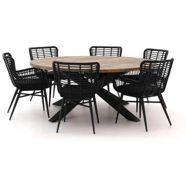 Intenso Furniture Intenso Asti/Rough-Y Ø180cm dining tuinset 7-delig grijs, foto 2