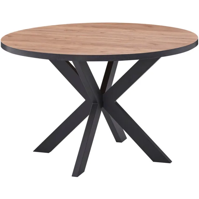 BELFURN Eetkamertafel Elio rond 120 cm in franse eik bruin