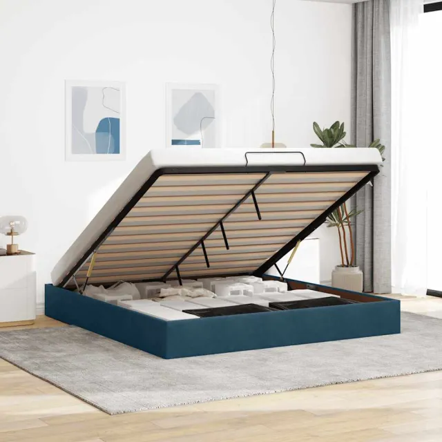 vidaXL Ottoman bedframe zonder matras 160x200 cm fluweel donkerblauw