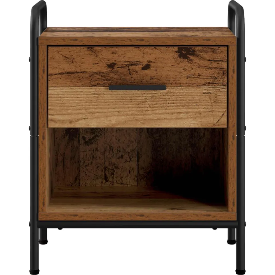 vidaXL Nachtkastje Oud hout 40 x 30 x 50 cm Bewerkt hout bruin, foto 4