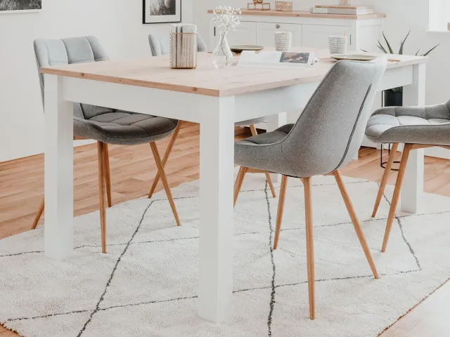 Mobistoxx BERGAMOTE rechthoekige eettafel wit artisan eik
