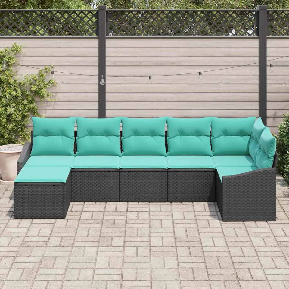vidaXL Bankstel 7 st Zwart poly rattan, foto 3