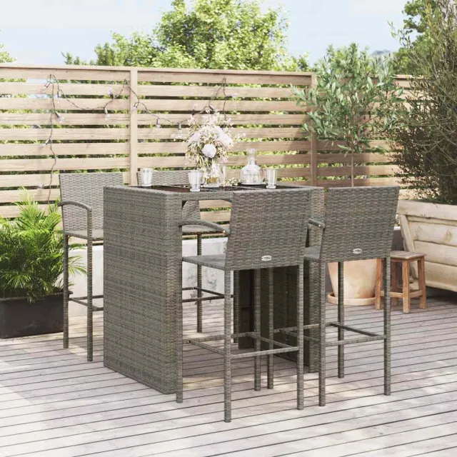 vidaXL 5-delige Tuinbarset poly rattan grijs, foto 2