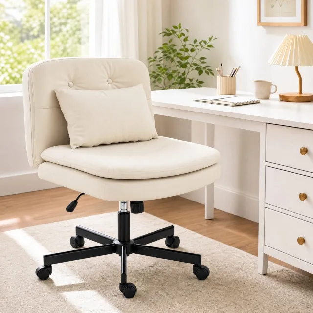 CHICFURN Bureaustoel - In hoogte verstelbaar - Zonder armleuningen - Beige