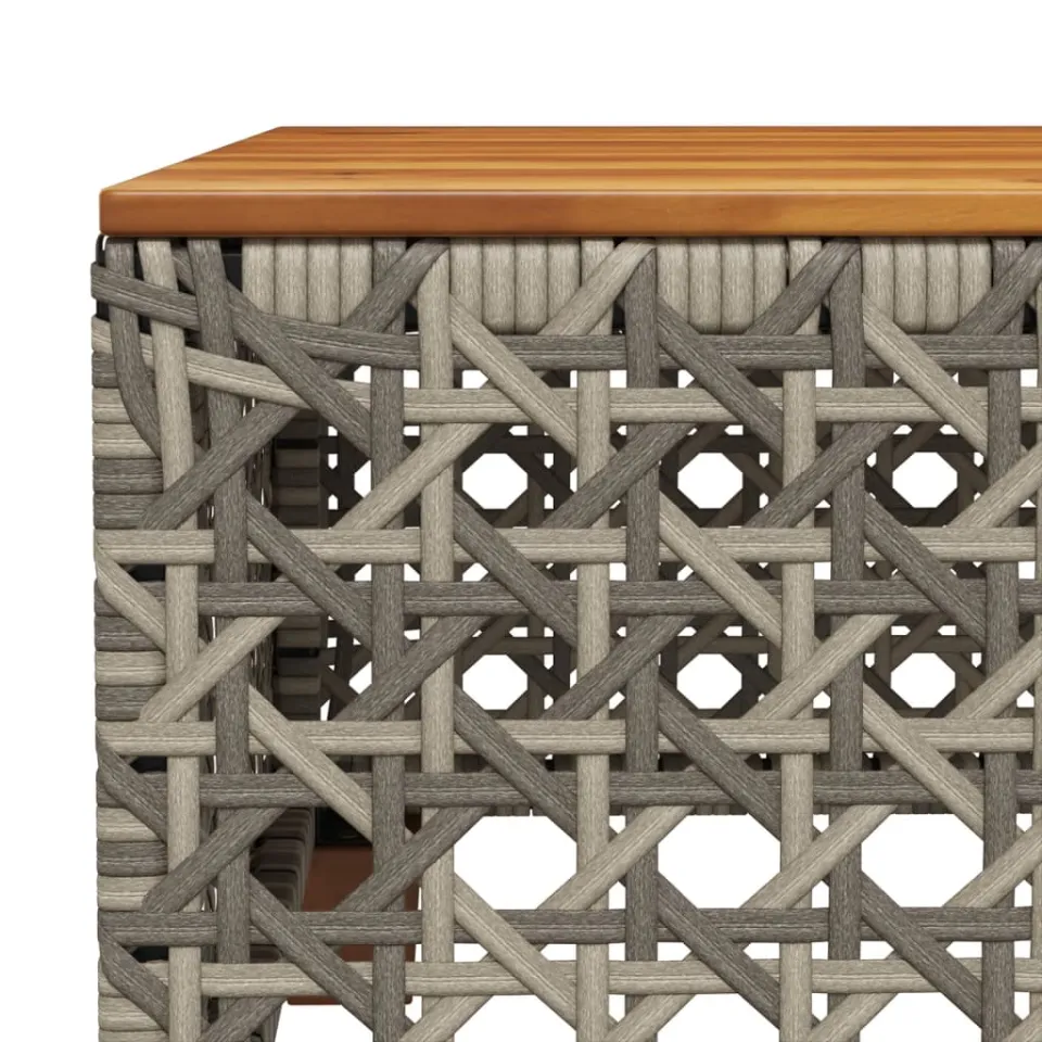 vidaXL Tuintafel 55x55x36 cm poly rattan en acaciahout grijs, foto 4