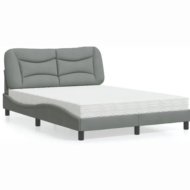vidaXL Bed met matras "Hvar" stof lichtgrijs 140x200 cm