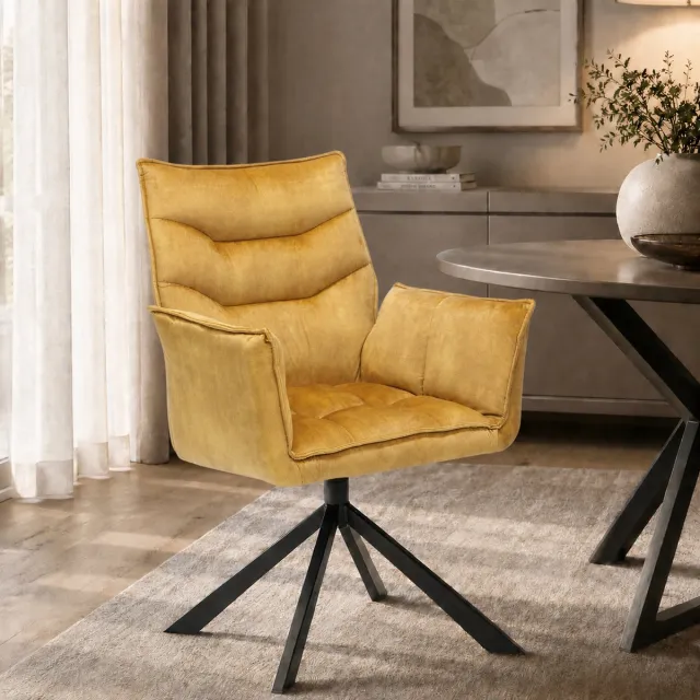 The Seats Eetkamerstoel Dani - 360 graden draaibaar - Velvet - Gold