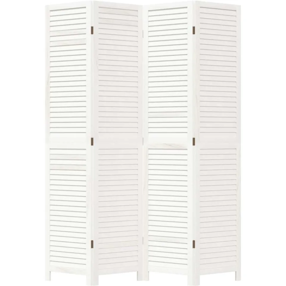 vidaXL Kamerscherm met 4 panelen massief paulowniahout retro wit, foto 4