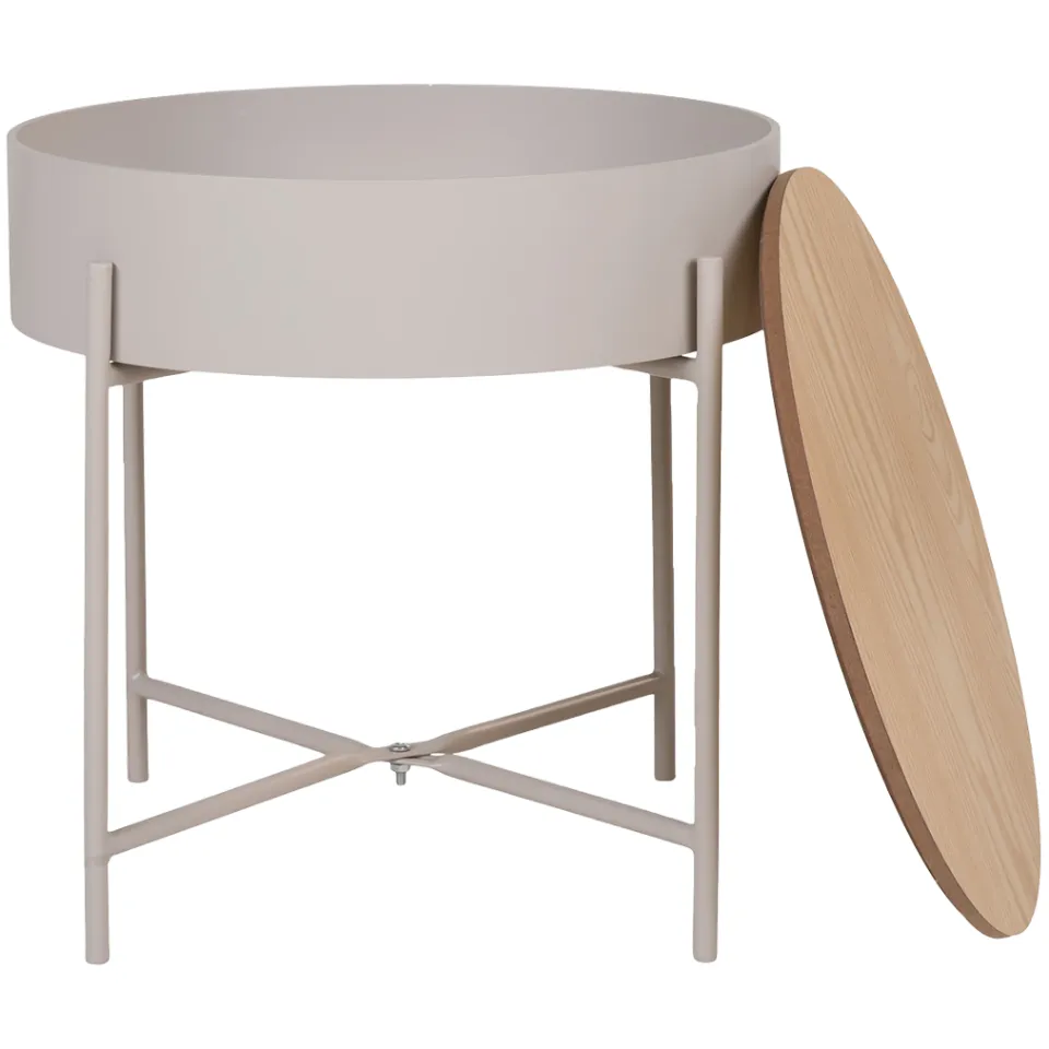 Artichok Sef metalen bijzettafel beige - met opbergruimte - Ø 40 cm, foto 5