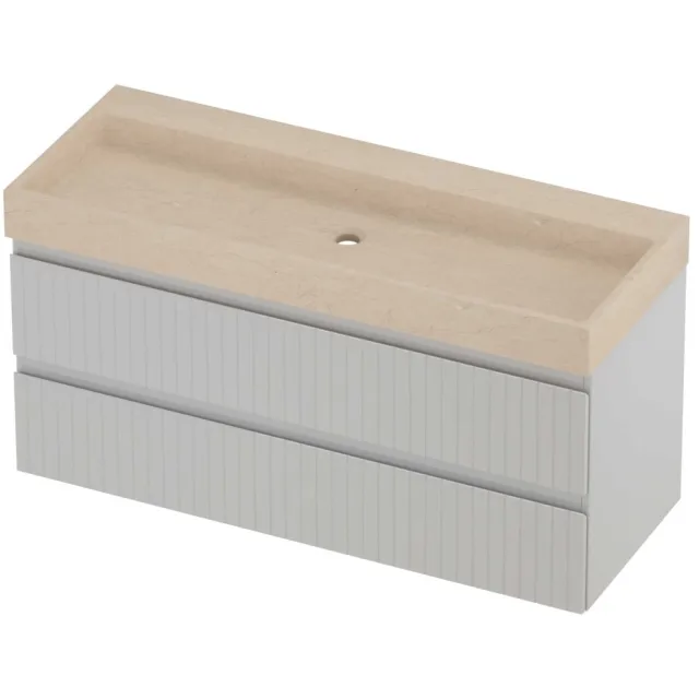 Proline Evoli Badmeubelset Hardsteen Loft Zonder Gat 120x46x62 cm Sand Stone Glans Wit