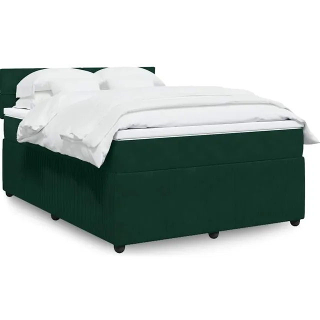 vidaXL Boxspring met matras fluweel donkergroen 160x200 cm