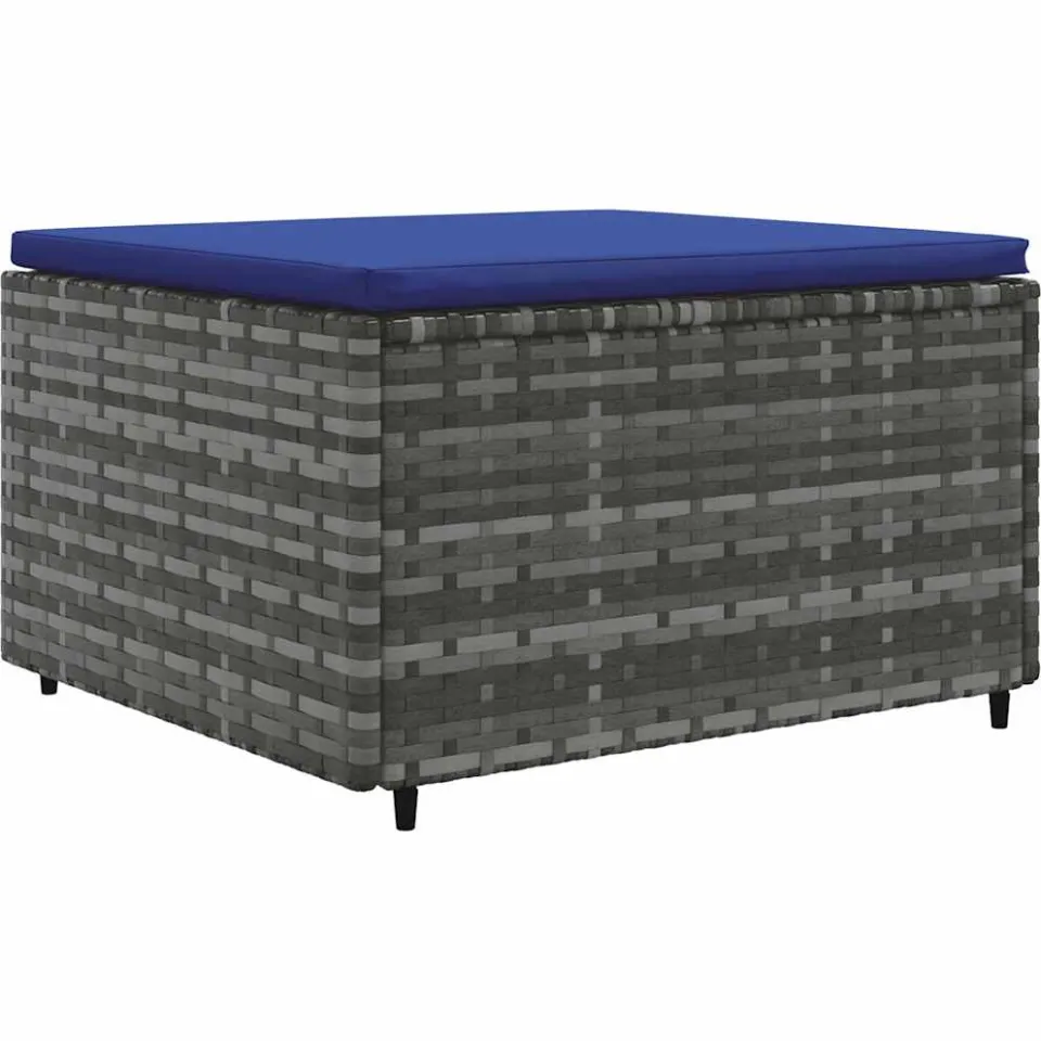 vidaXL 4-delige Loungeset met kussens poly rattan grijs, foto 4
