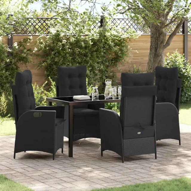vidaXL Tuin eettafelset 5 st Zwart poly rattan, foto 2