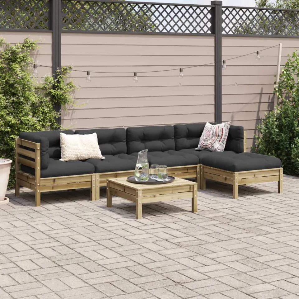 vidaXL 6-delige Loungeset met kussens geïmpregneerd grenenhout bruin, foto 2