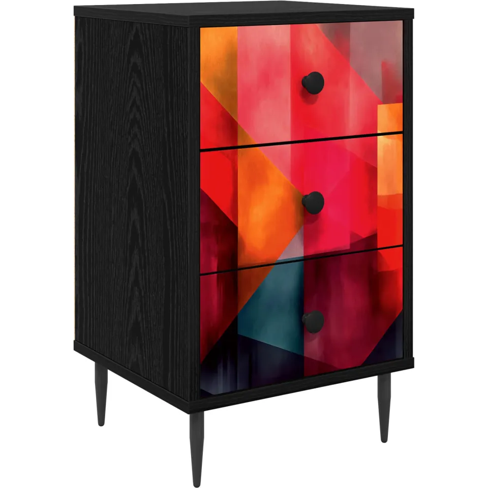 vidaXL Nachtkastje HEESCH Zwart eiken 36 x 33 x 61 cm Bewerkt hout