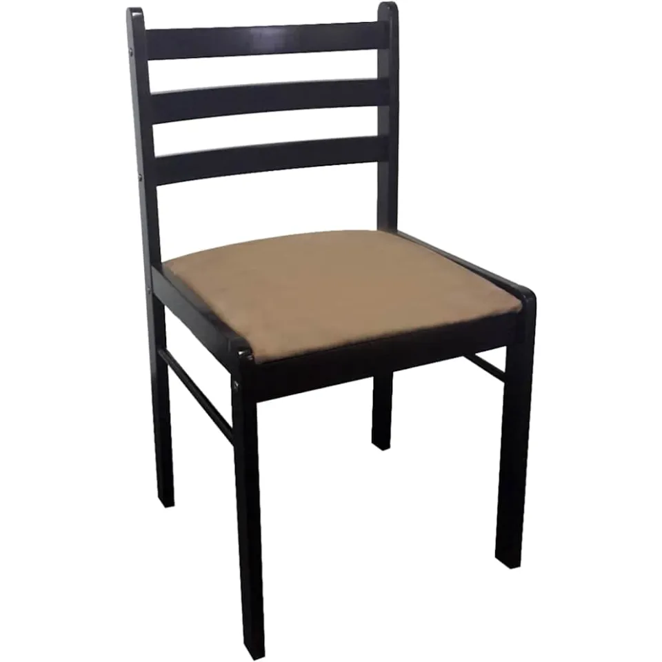 vidaXL Eetkamerstoelen 4 st massief rubberwood en fluweel bruin, foto 4