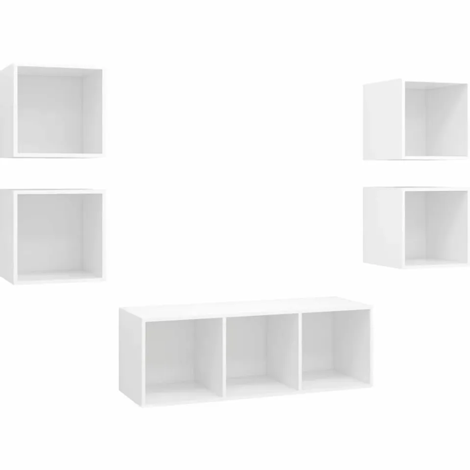 vidaXL 5-delige Tv-meubelset bewerkt hout wit, foto 3