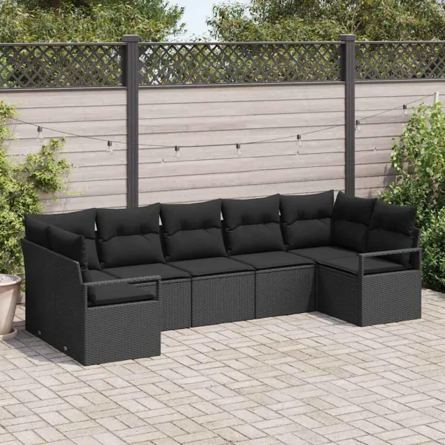 vidaXL Bankstel 7 st Zwart poly rattan, foto 2