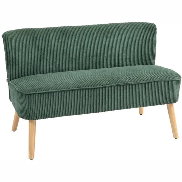ZYLARO 2-Zitsbanken - Gestoffeerde Bank - Houten Frame - Fluweelachtig Polyester - Schuimvulling - 117 x 56,5 x 77 cm - Groen