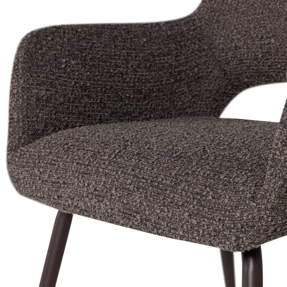 WOOOD Jenny eetkamerstoel bouclé brown melange, foto 7