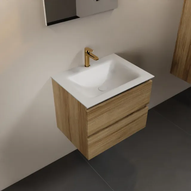Mondiaz AIVY 60cm badmeubel Chai, wastafel Talc solid surface midden 1 kraangat (AI-351111TALC-SI - AI-M60CHMI)