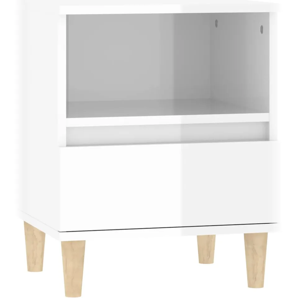 vidaXL Nachtkastjes 2 st 40x35x50 cm hoogglans wit, foto 4