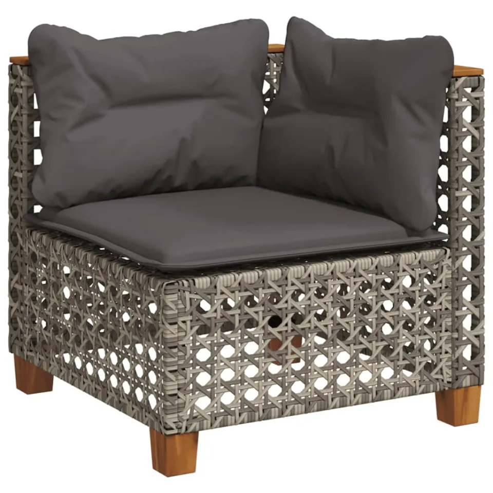 vidaXL 8-delige Loungeset met kussens poly rattan grijs, foto 4
