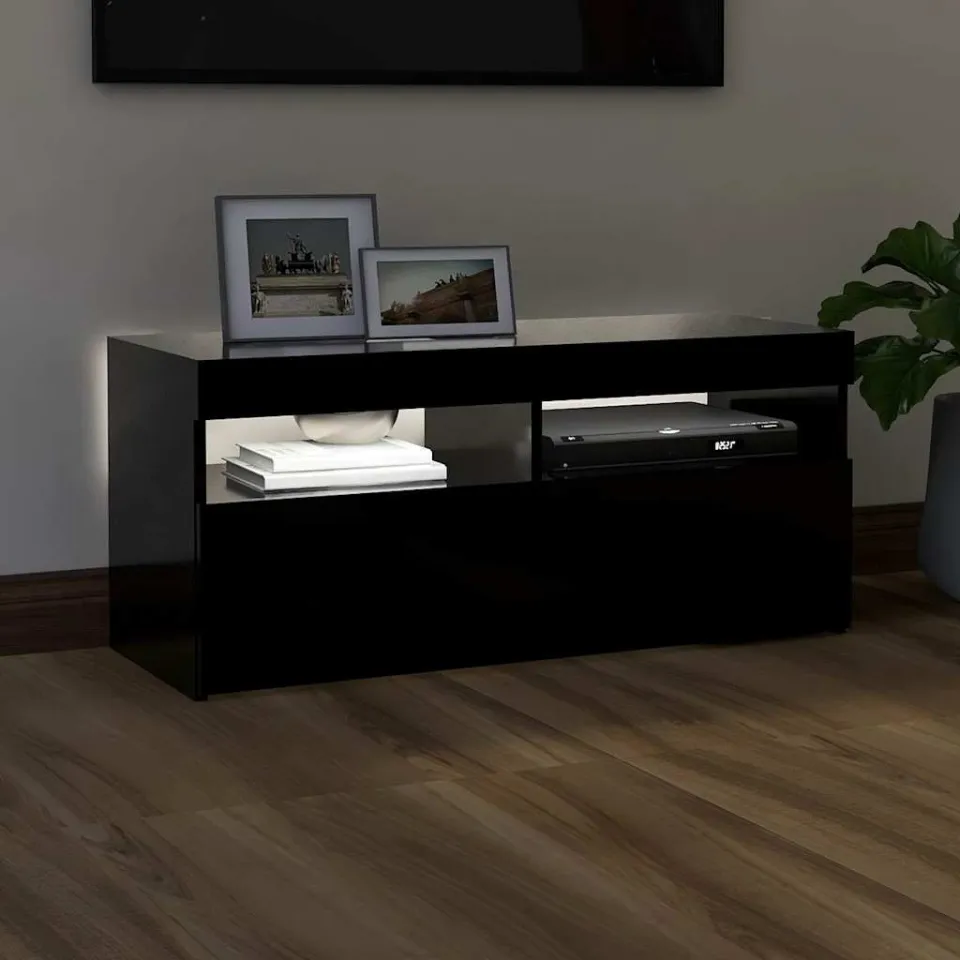 vidaXL Tv-meubel met LED-verlichting 90x35x40 cm zwart, foto 4