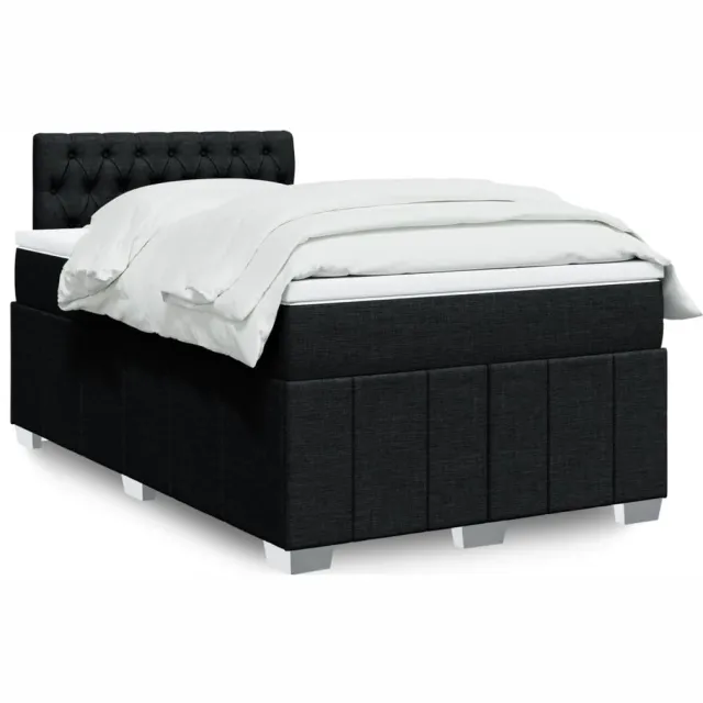 vidaXL Boxspring met matras stof zwart 120x190 cm