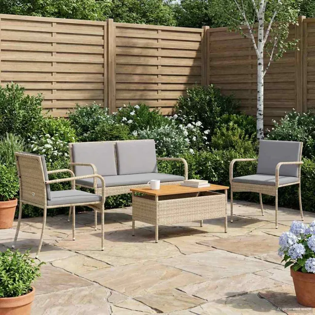 vidaXL Tuinset Beige poly rattan, foto 2