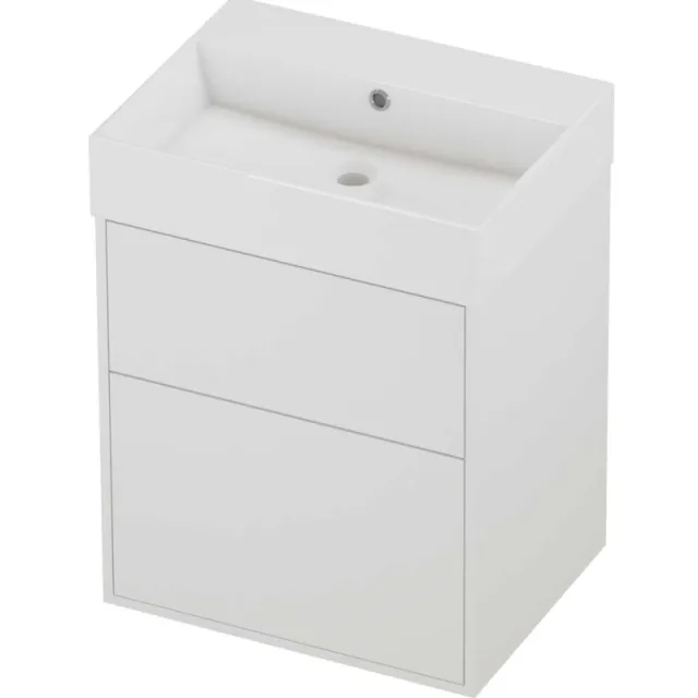 Proline Zara Badmeubelset Porselein Loft Zonder Kraangat 60x46x78 cm Glans Wit Mat White Mat Wit